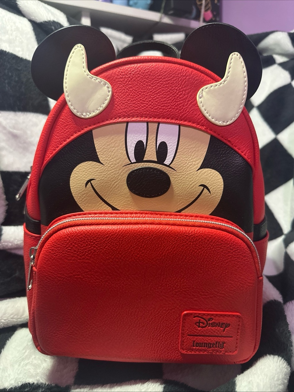 Disney Loungefly Glow in the Dark Red Mickey Devil Mini Backpack